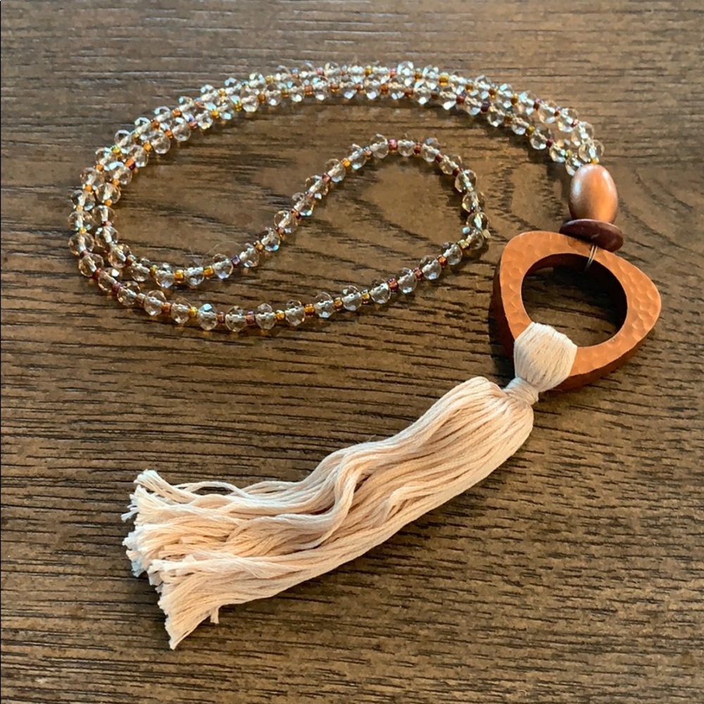 Trendy statement necklace, hammered copper pendant